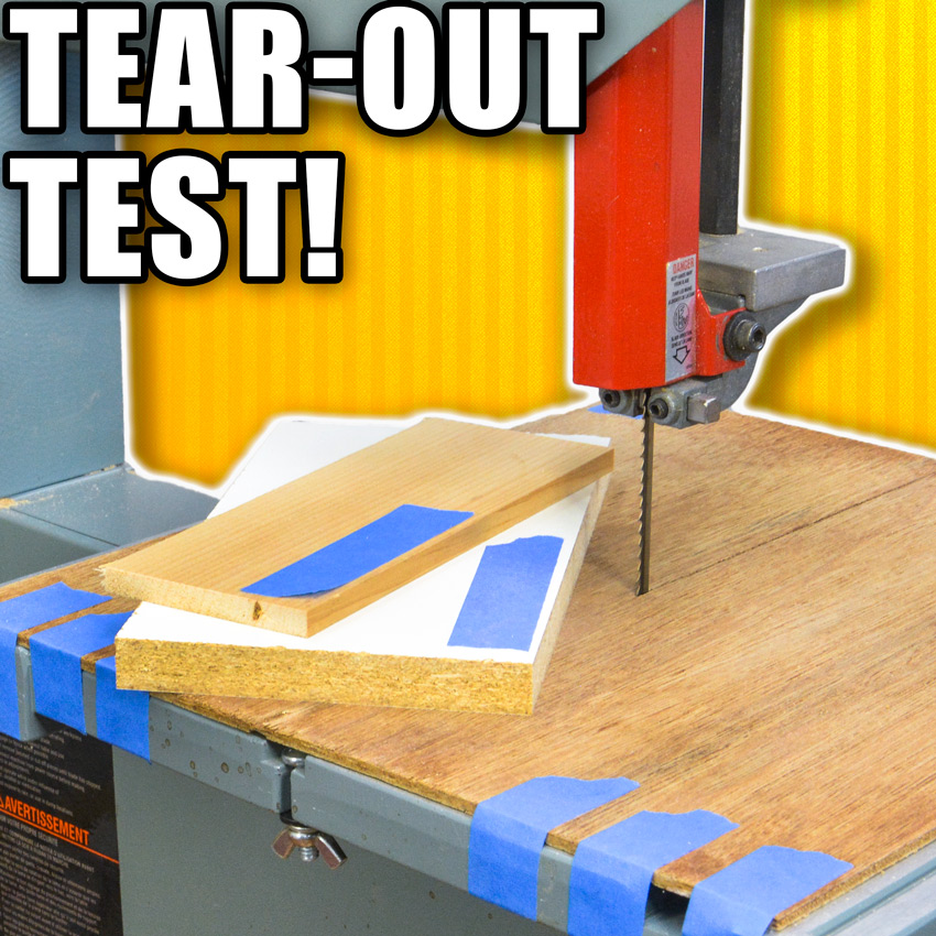 Bandsaw Tearout Test - Tape Vs. Zero Clearance Insert