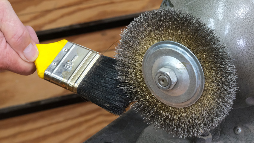 Cleaning Paint Brushes with a Wire Wheel