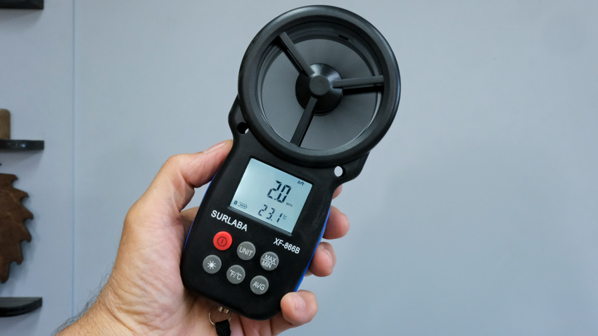 Anemometer for dust collection system