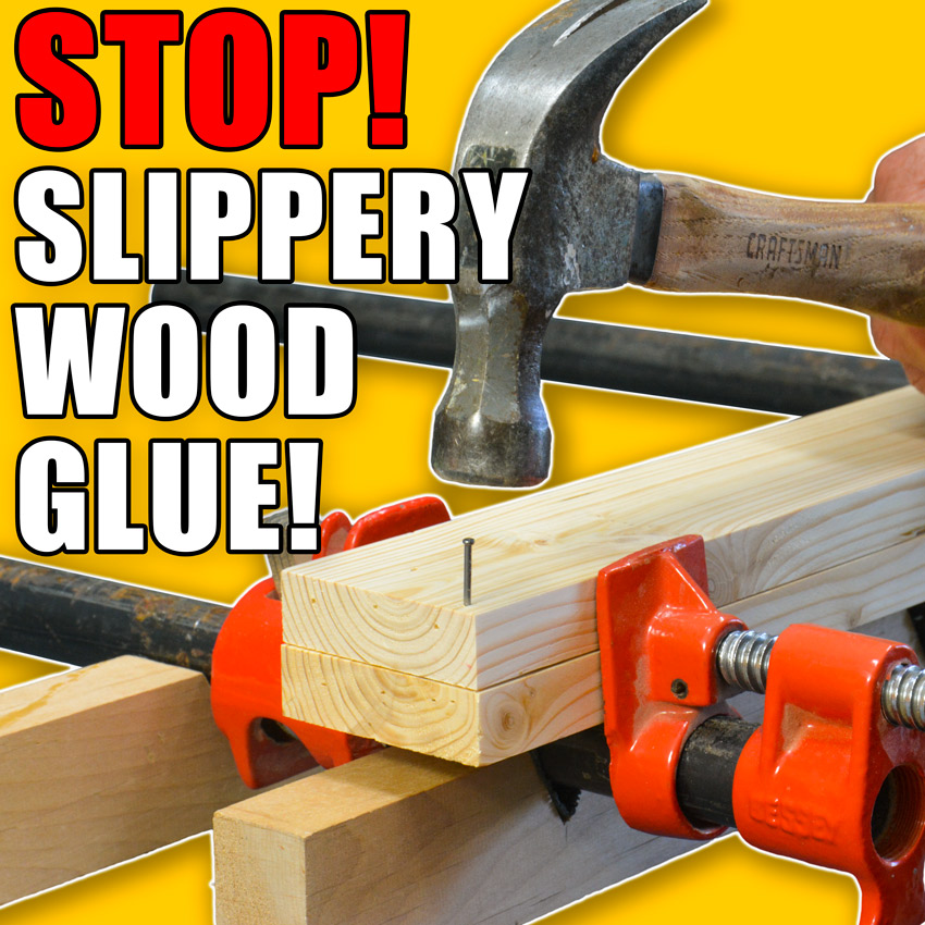 Stop wood glue from slipping