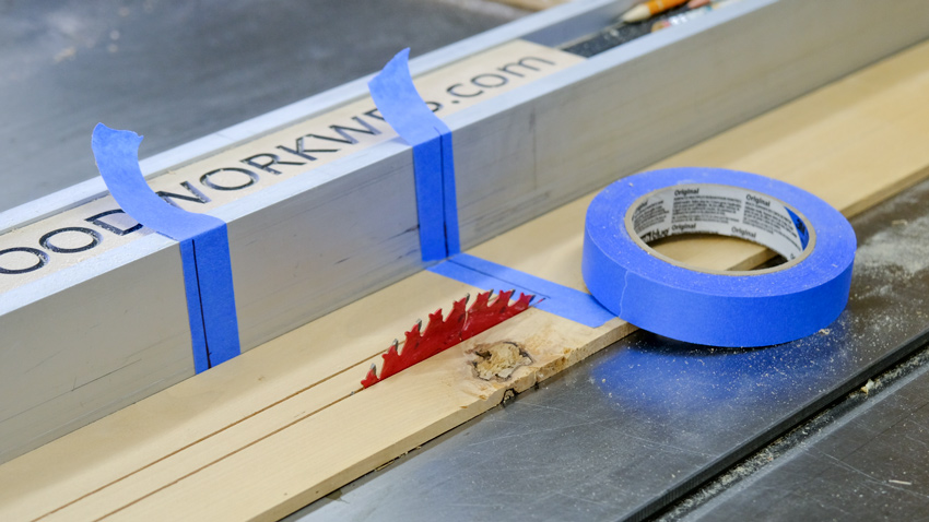 Masking Tape Table Saw Stops