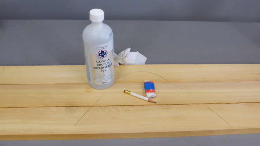 Rubbing alcohol on wood