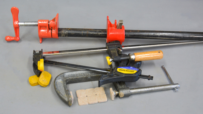 Felt on wood clamps